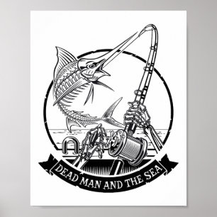 Affiche Homme Mort Et La Mer Poisson Mort Squelette Pêche