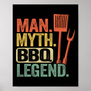 Affiche Homme Mythe Bbq Légende Barbecue Grill Papa Grillf