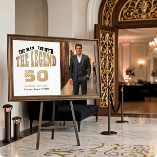 Affiche Homme Mythe Légende Luxe Noir Or 50ème Bienvenue