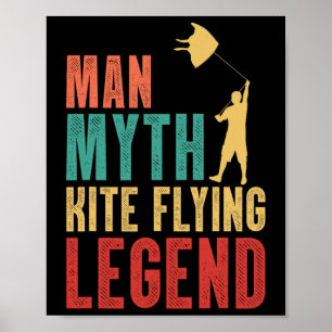 Affiche Homme Mythe Vol de Cerf-Volant Légende Ascension d