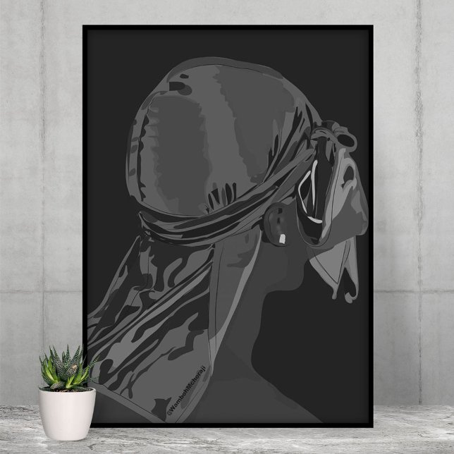 Affiche Homme noir esthétique avec durag noir et blanc art (Créateur téléchargé)