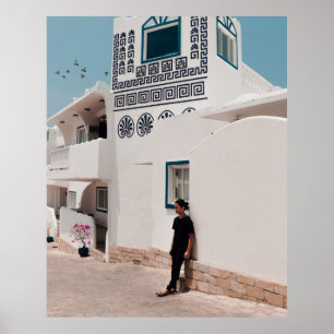 Affiche Homme penché sur la maison en béton