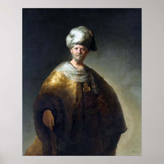 Affiche Homme Rembrandt en costume oriental (Devant)