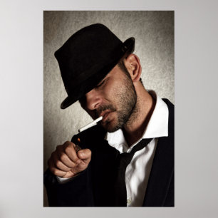 Affiche Homme rétro fumeur