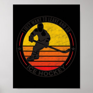 Affiche Homme Rétro Vintage Hockey sur Glace Drôle Joueur