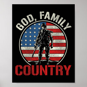Affiche Homme Soldat Patriotique Drapeau États-Unis Armée