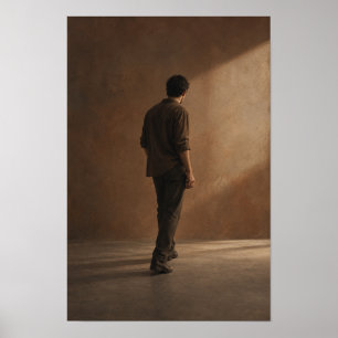 Affiche Homme Solitaire dans un Intérieur Chaleureux Ensol