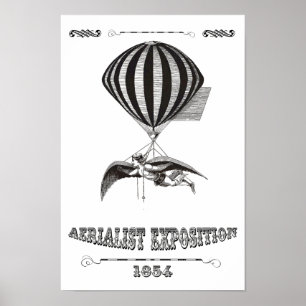 Affiche Homme Steampunk avec ailes et ballon chaud