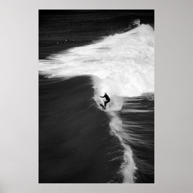 AFFICHE HOMME SURFANT SUR DE GRANDES VAGUES (Devant)