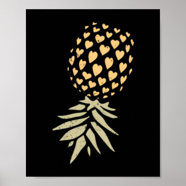 Affiche Homme tête en bas ananas subtil vacances drôle (Devant)
