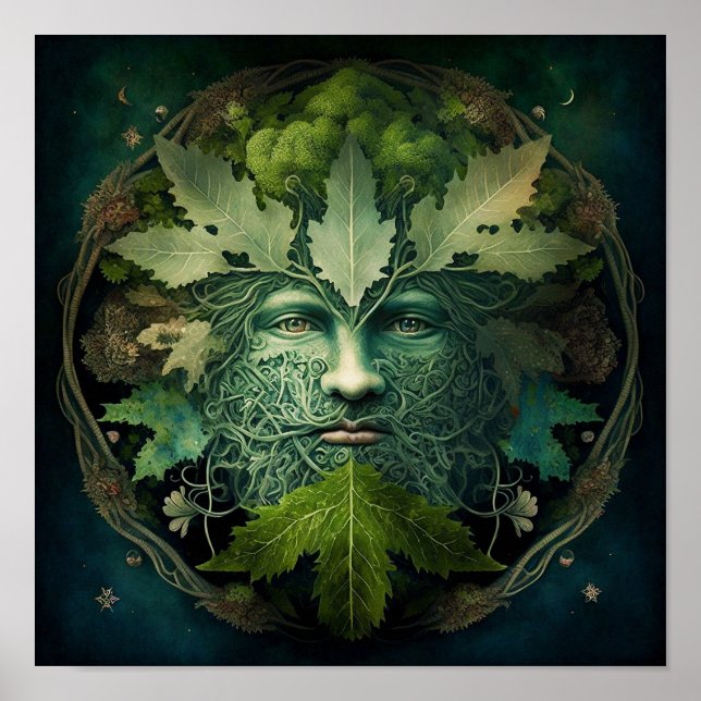 Affiche Homme vert Mandala Imaginaire Art (Devant)