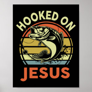 Affiche Hommes Accrochés Sur Jésus Chrétien T-shirt de pêc