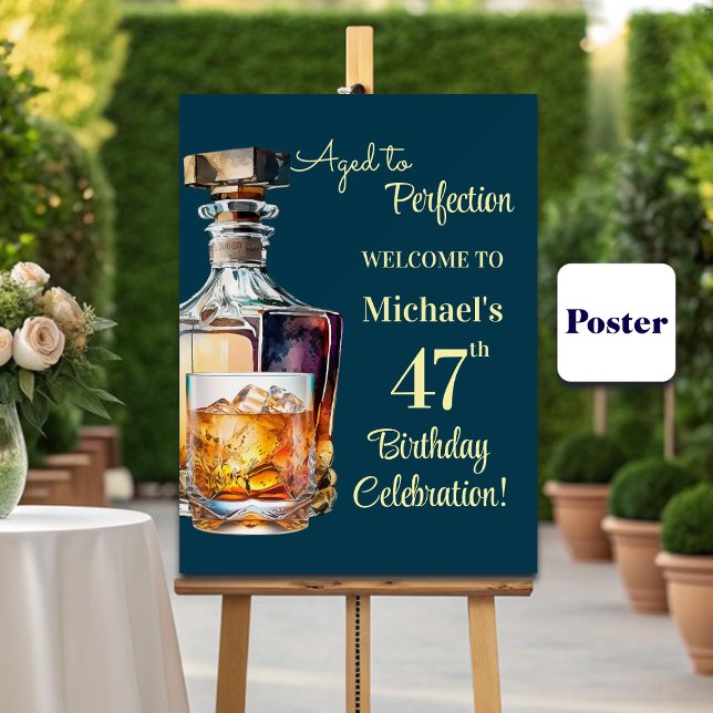 Affiche Hommes âgés à la perfection 47 ans Whiskey Anniver (Créateur téléchargé)