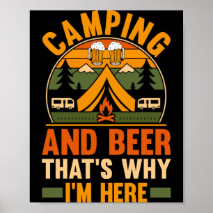 Affiche Hommes camping bière camp vie forêt campeur