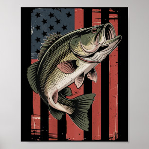 Affiche Hommes Drapeau Américain Pêche Patriotique Grande