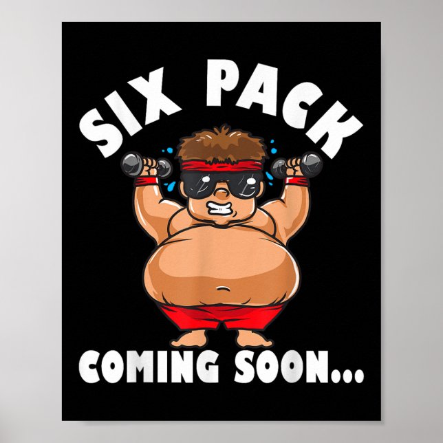 Affiche Hommes Drôle Gym Six Pack Bientôt - Dessin Animé C (Devant)