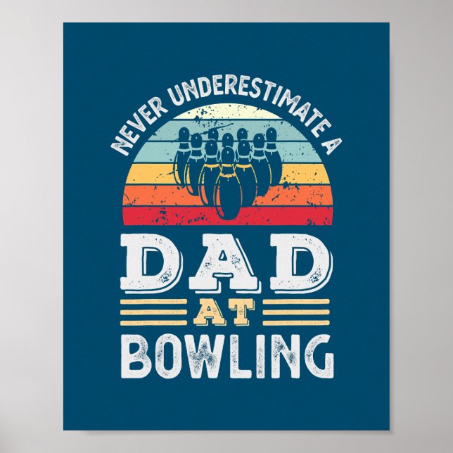 Affiche Hommes Drôle Papa à Bowling Fête des pères Mens (Devant)