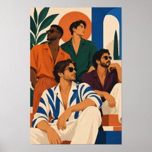 Affiche Hommes élégants dans l'art mural de mode moderne c