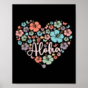 Affiche Hommes Femmes Aloha Hawaiian Famille Fleur de vaca