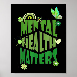Affiche Hommes Femmes Enfants Santé Mentale S Vert Ribbon 