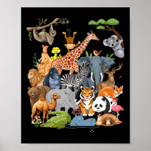 Affiche Hommes Femmes Et Enfants Animaux Zoo Day Party Cut