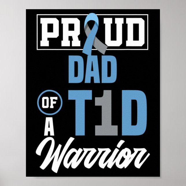 Affiche Hommes Fier Papa D'Un T1D Guerrier Sensibilisation (Devant)