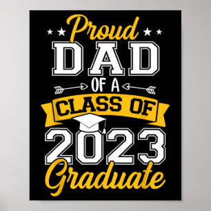 Affiche Hommes Fier Papa D'Une Classe De 2023 Diplômé Seni