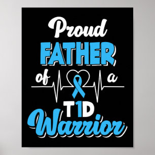 Affiche Hommes Fier Père D'Un T1D Guerrier Diabète Diabéti