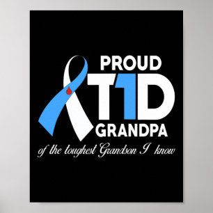 Affiche Hommes Fier T1D Grand-père De Grand-Fils Diabète L