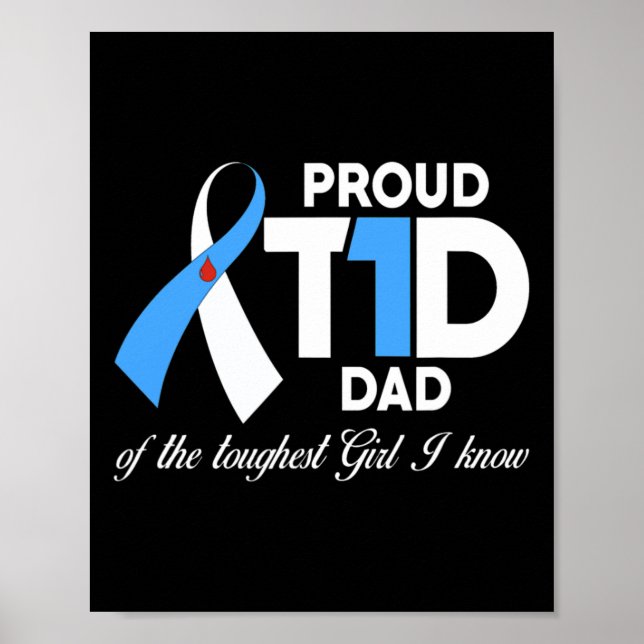 Affiche Hommes Fier T1D Papa De Fille Sensibilisation au d (Devant)