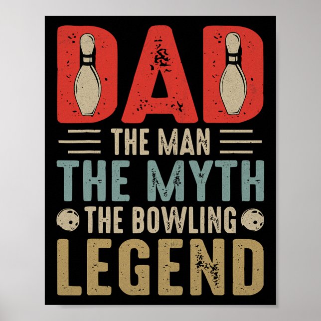 Affiche Hommes Funny Bowler Papa Bowling Legend Fête des p (Devant)