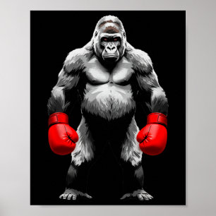 Affiche Hommes Gorilla Fighter Boxer Art drôle Animal Boxe
