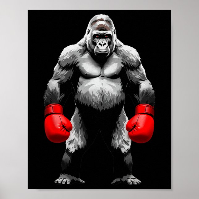 Affiche Hommes Gorilla Fighter Boxer Art drôle Animal Boxe (Devant)