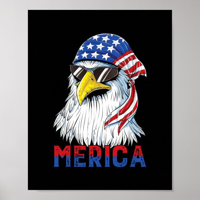 Affiche Hommes Merica Eagle Mullet Drapeau américain États (Devant)