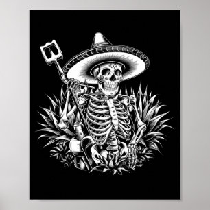 Affiche Hommes Mexique Vintage Squelette Dia De Los Muerto