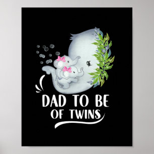Affiche Hommes Papa Être De Twins Twin Baby Girls Elephant