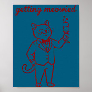 Affiche Hommes qui miaulent mariage de chat drôle mariée m