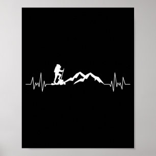 Affiche Hommes ski battement de coeur skidiving montagne c
