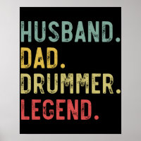 Hommes Vintage Cadeau Chemise Mari Papa Drummer Lé