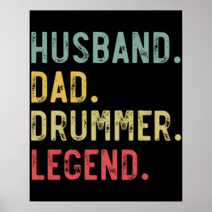 Affiche Hommes Vintage Cadeau Chemise Mari Papa Drummer Lé