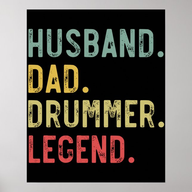 Affiche Hommes Vintage Cadeau Chemise Mari Papa Drummer Lé (Devant)