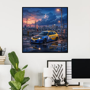 Affiche Honda Civic EK9 Voiture de Tourisme