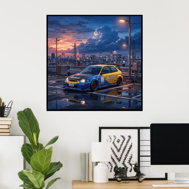 Affiche Honda Civic EK9 Voiture de Tourisme (Bureau à domicile)