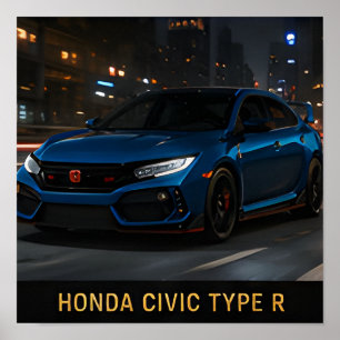 Affiche Honda Civic Type R Voiture de Performance Japonais