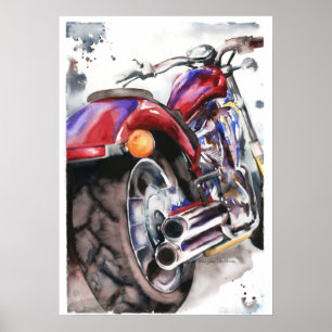 Affiche Honda Fury Motorcycle aquarelle par Jamie Hansen