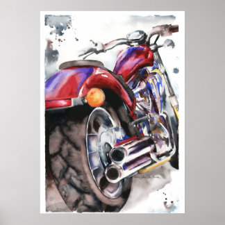 Affiche Honda Fury Motorcycle aquarelle par Jamie Hansen