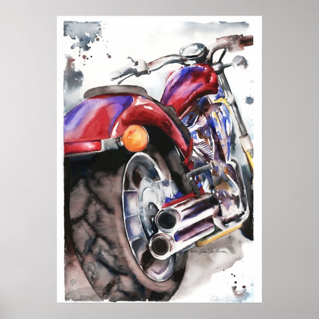 Affiche Honda Fury Motorcycle aquarelle par Jamie Hansen (Devant)