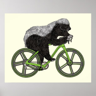 Affiche Honey Badger Cycling Funny Badass Humour cycliste 
