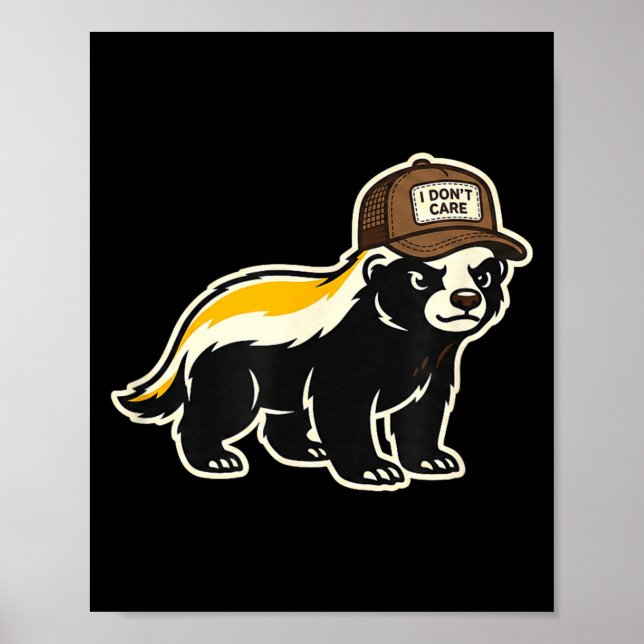 Affiche Honey Badger I Don't Care Trucker Funny Animal Art (Devant)
