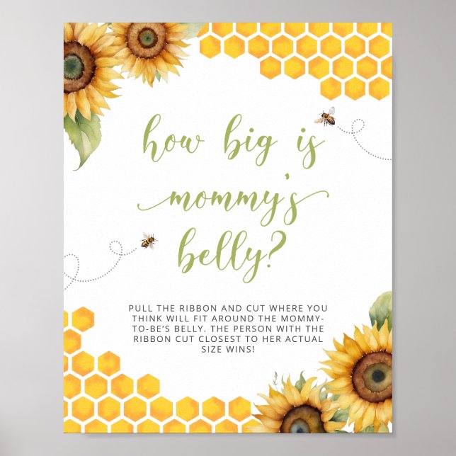 Affiche Honey Bee Baby shower Quelle est la taille du vent (Devant)